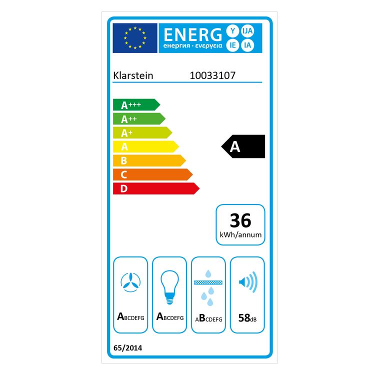 Energetický štítek digestoře Klarstein Kronleuchter L 