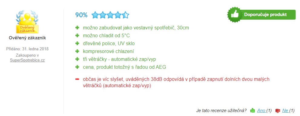 Recenze a zkušenosti s vinotékou AEG SWB63001DG