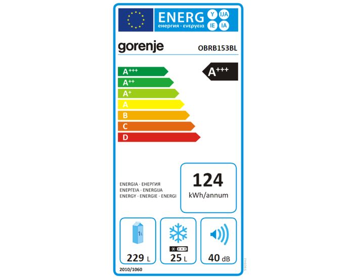 Retro chladnička Gorenje OBRB153BL energetický štítek