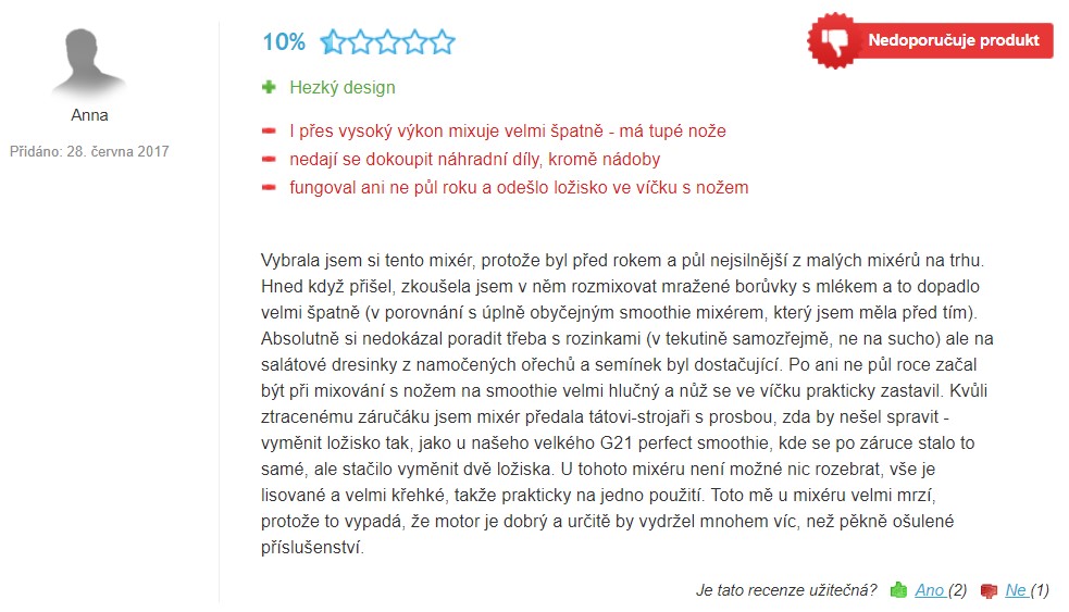 Recenze a zkušenosti se smoothie mixérem Klarstein Vitalic