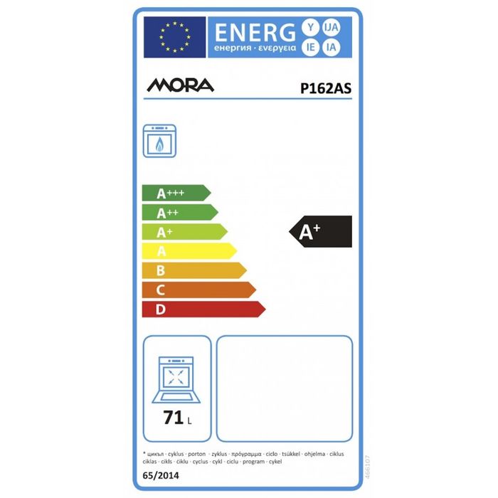 Mora P 162 AS energetický štítek