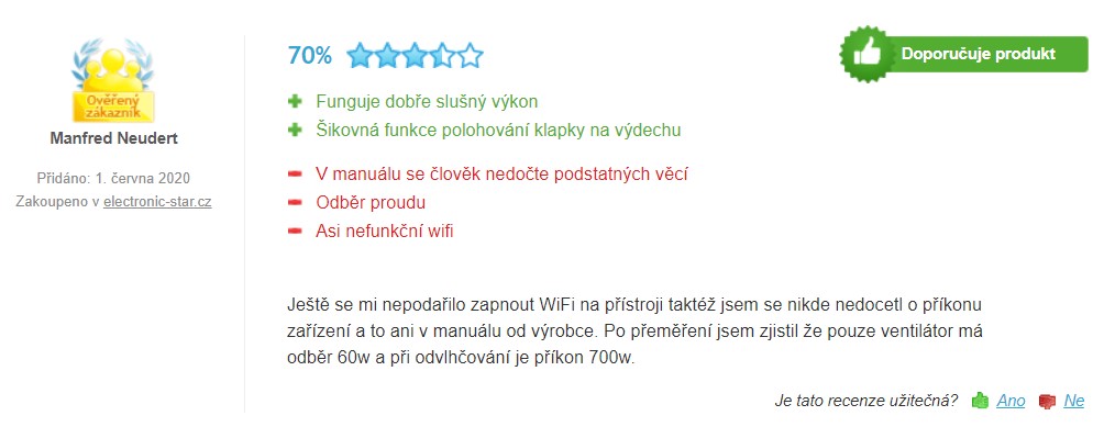 Recenze a zkušenosti s odvlhčovačem vzduchu Klarstein DryFy Connect 40