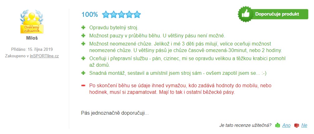 Recenze a zkušenosti s běžeckým pásem inSPORTline Mystral