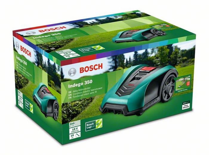 Balení robotické sekačky Bosch Indego 350