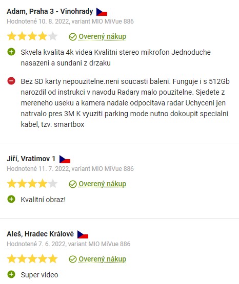 Zkušenosti a recenze s kamerou do auta Mio MiVue 886