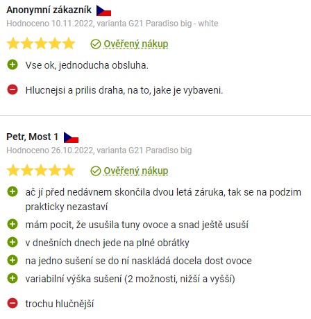 Recenze a zkušenosti se sušičkou ovoce G21 Paradiso Big